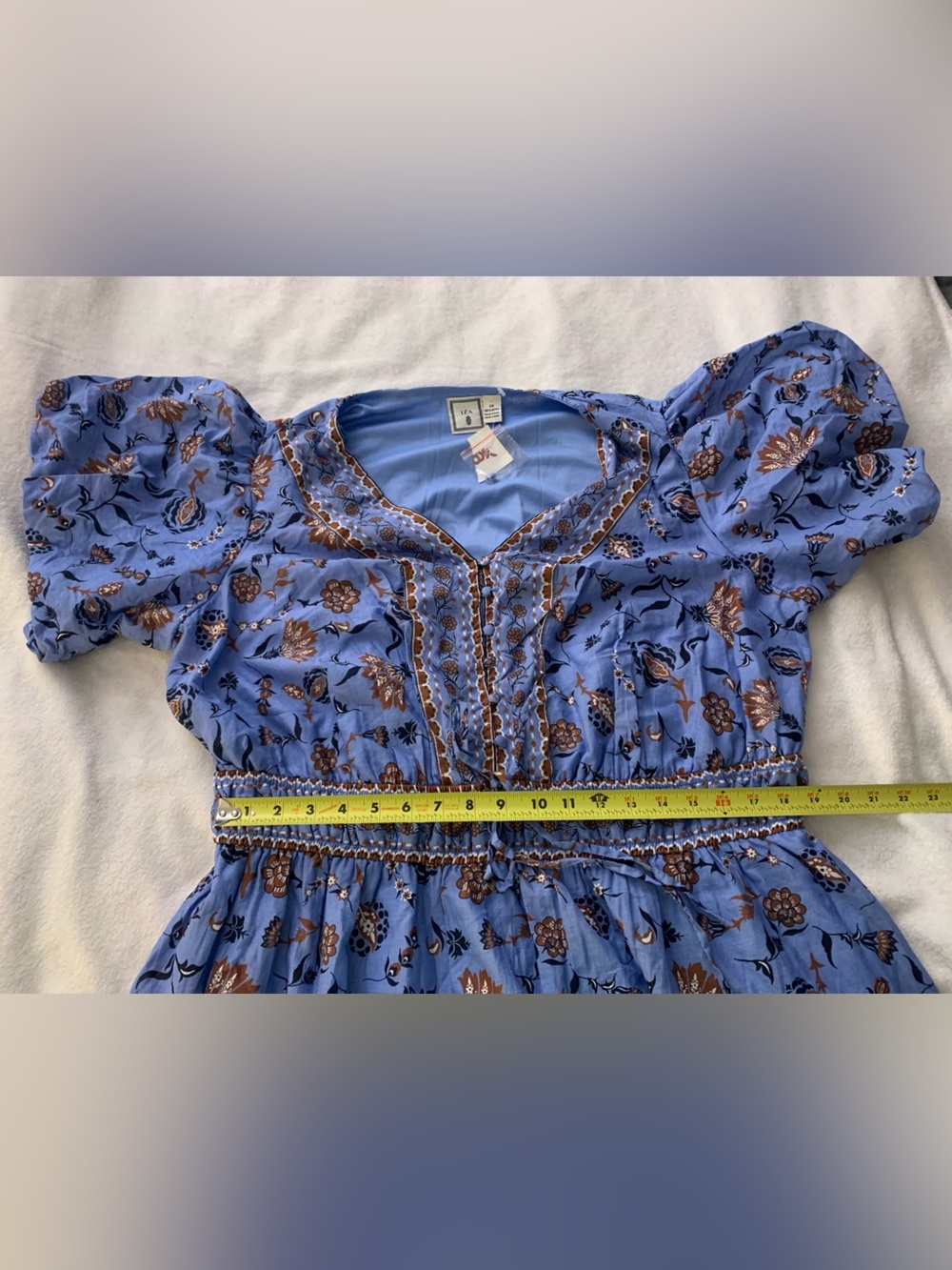 LEA NWT Floral Boho Cotton Smocked Waist Maxi Plus Dress 2x Pockets! 100% Cotton - Picture 13 of 16